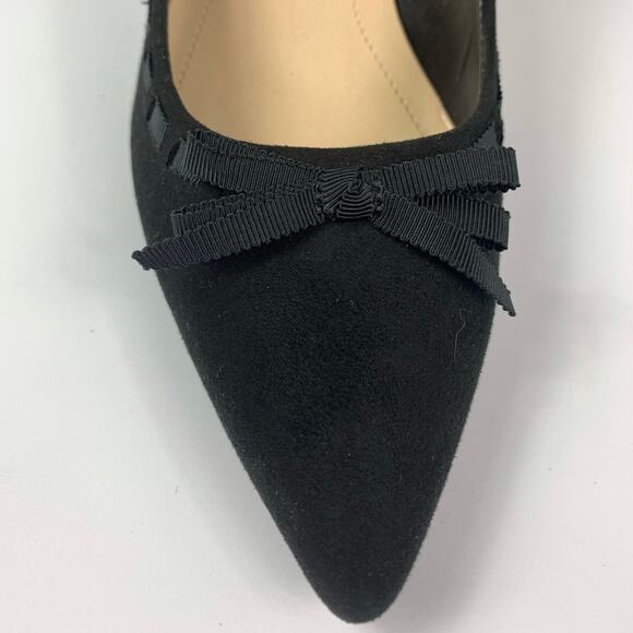 Kelly & Katie Heels Suede Ribbon Bow Pointed Toe - Picture 6 of 10